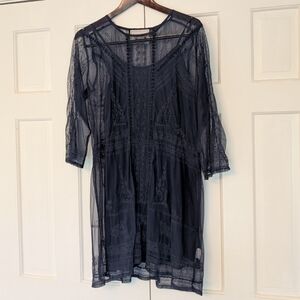NWOT Sheer Beaded Dress With Slip Xs